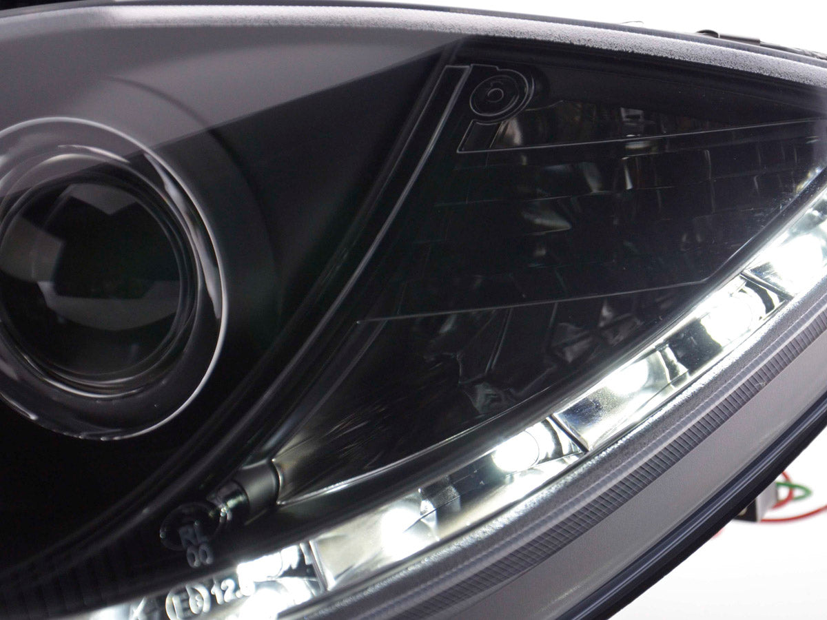 Scheinwerfer Set Daylight LED Tagfahrlicht Seat Leon 1P 09- schwarz Scheinwerfer Set Daylight LED Tagfahrlicht Seat Leon 1P 09- schwarz